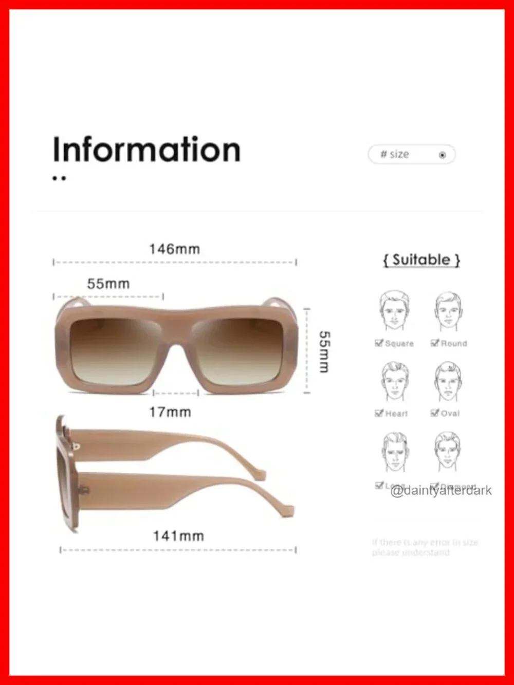 Oversized Square Sunglasses Retro UV400 Protection Metal Hinges Driving Beach